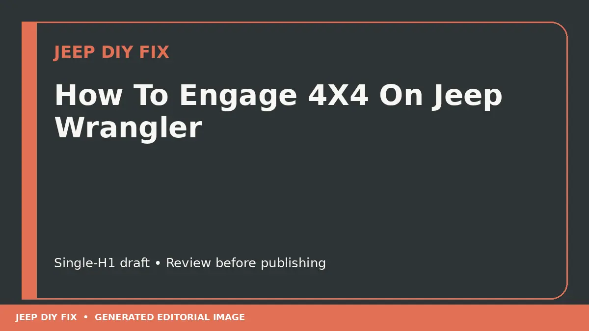 How To Engage 4X4 On Jeep Wrangler DIY guide