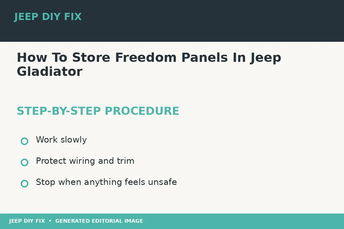 Completing the approved steps for How To Store Freedom Panels In Jeep Gladiator