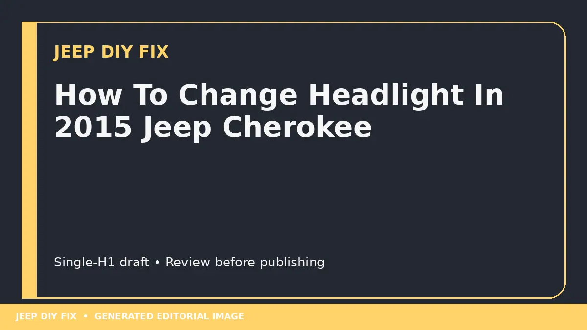 How To Change Headlight In 2015 Jeep Cherokee DIY guide