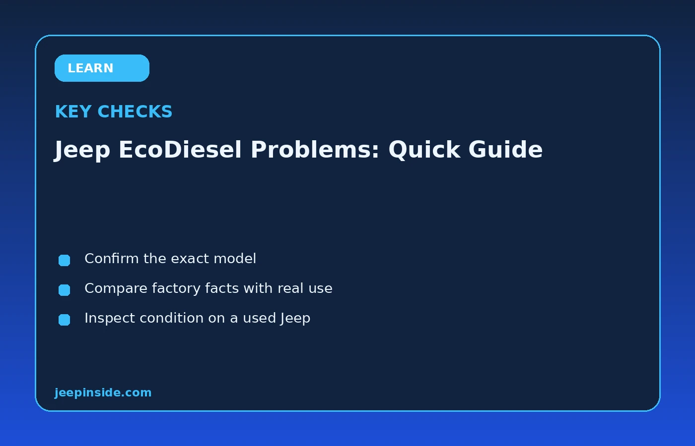 Key checks for Jeep EcoDiesel Problems