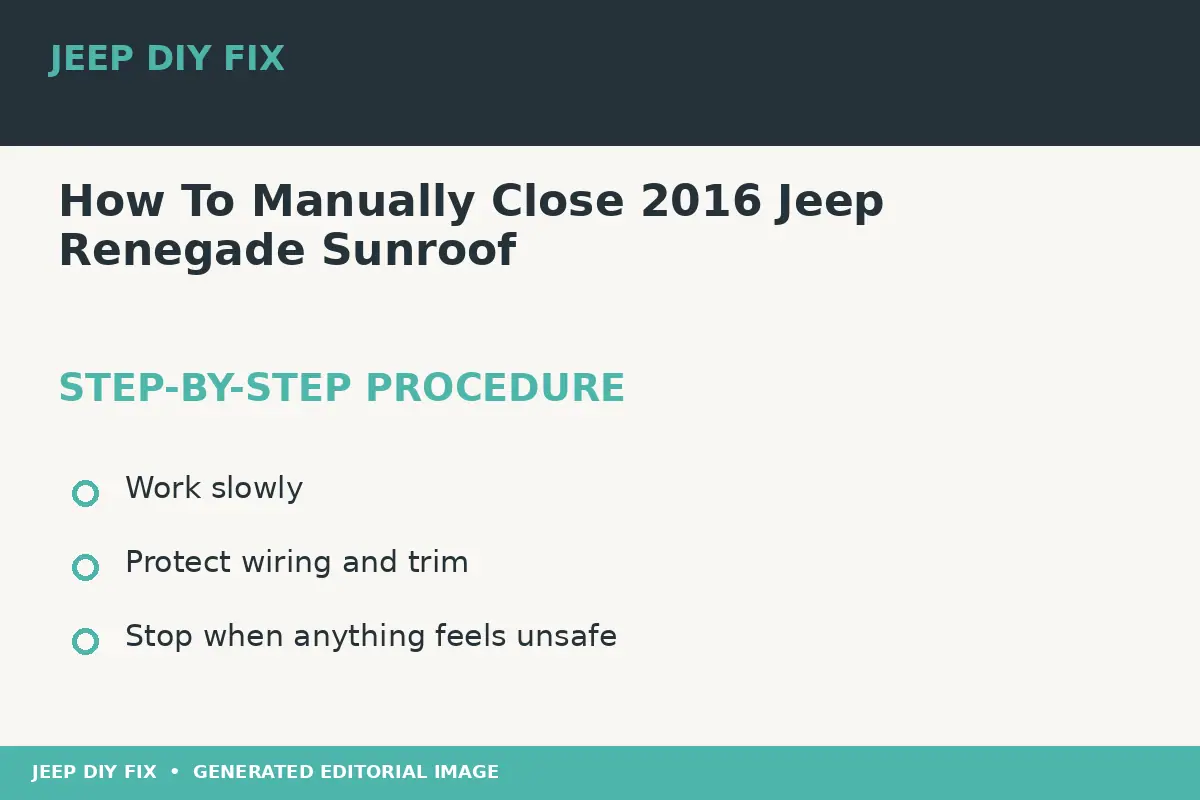 Completing the approved steps for How To Manually Close 2016 Jeep Renegade Sunroof