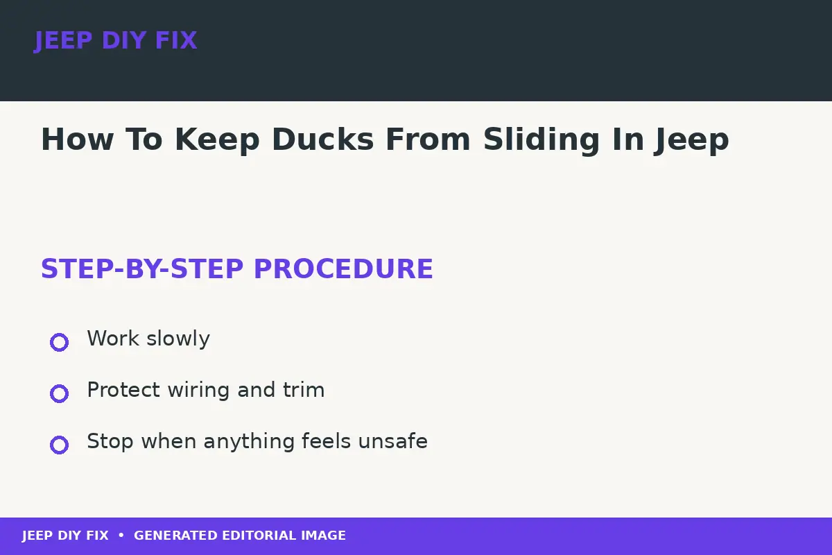 Completing the approved steps for How To Keep Ducks From Sliding In Jeep
