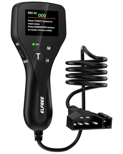 ELFREE OBD1 Scanner Compatible with Ford Lincoln Mercury 1981-1995, LCD Display Code Reader with Definitions, Plug and Play OBD1 Scann Tool, Reinforced Pins, 9FT Cable