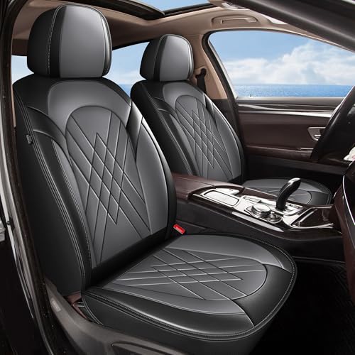 YORKNEIC Black & Gray Faux Leather Seat Covers