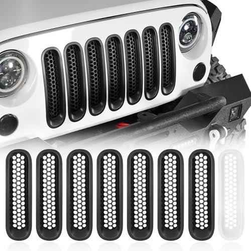 Matte Black Mesh Grille Inserts for Jeep Wrangler JK