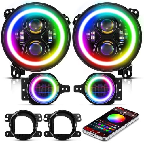 Auxbeam RGB LED Jeep Headlights & Fog Lights