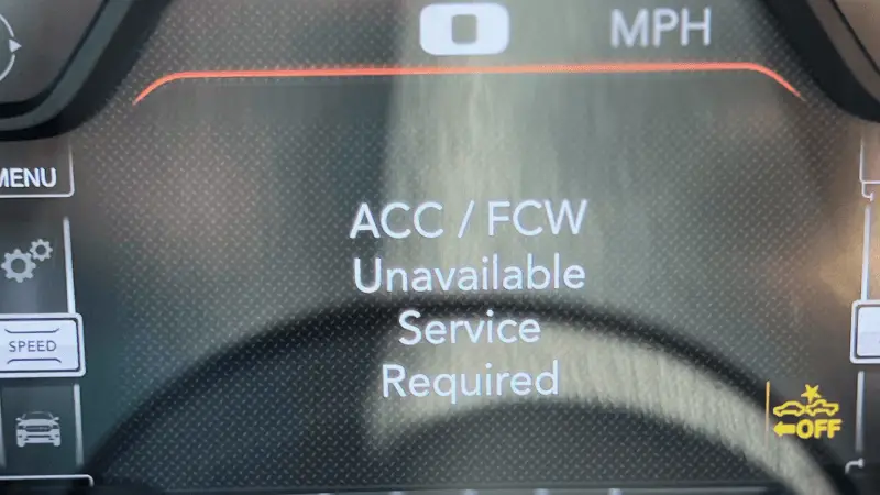 ACC/FCW Unavailable Service Required