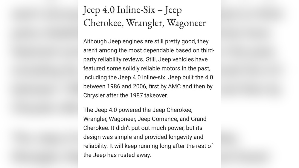 are jeep engines reliable