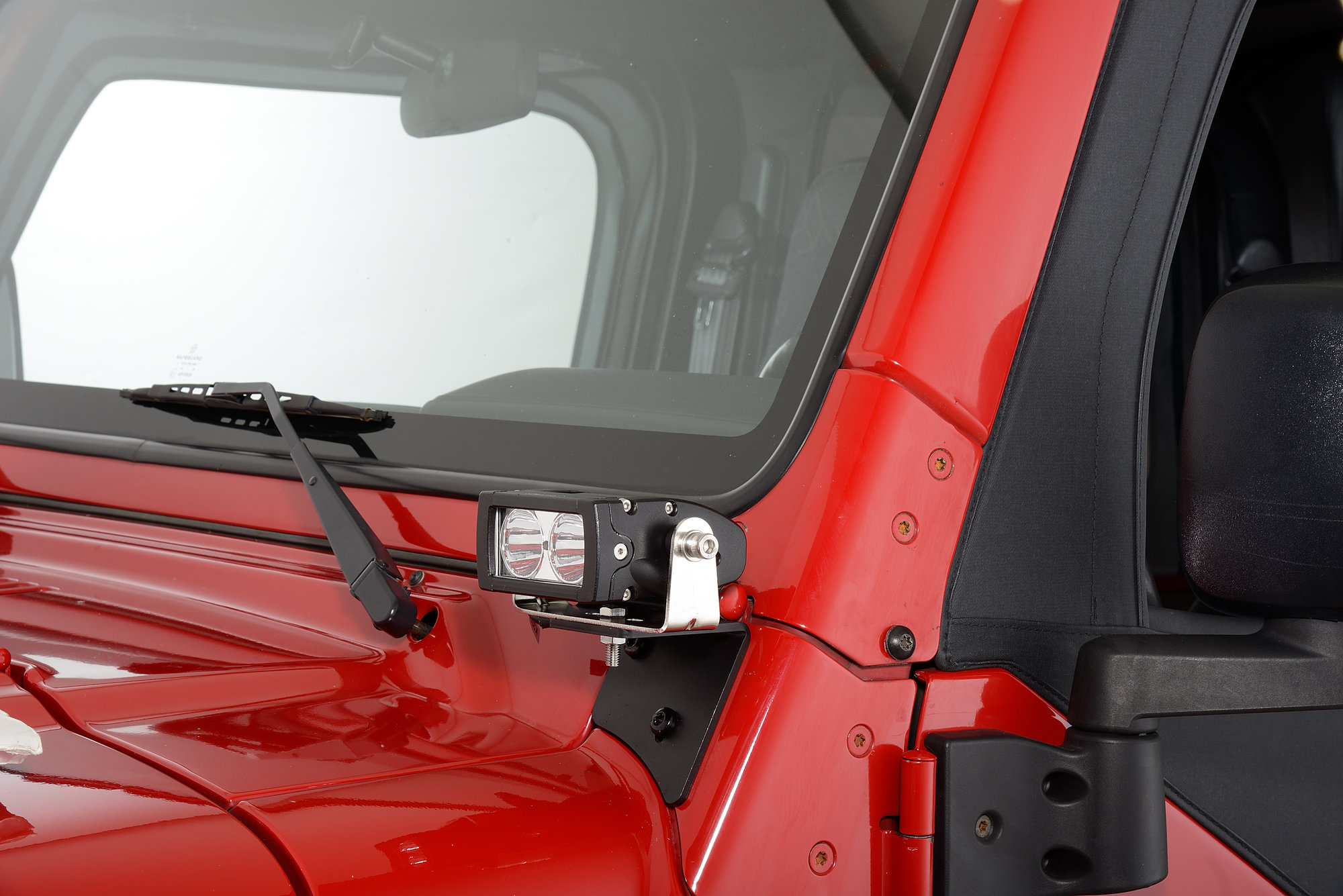 About quadratec 4 inch rectangular led lights windshield mount brackets jeep wrangler tj flood spot 0