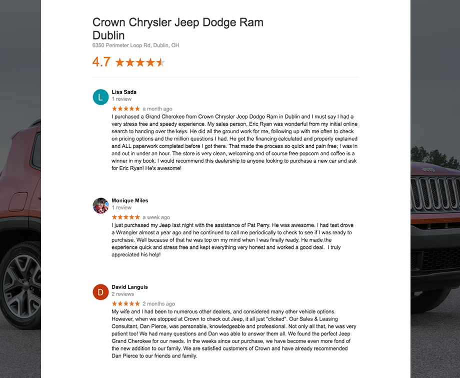 Crown Chrysler Jeep Dodge Ram Dublin Reviews: Honest Insights