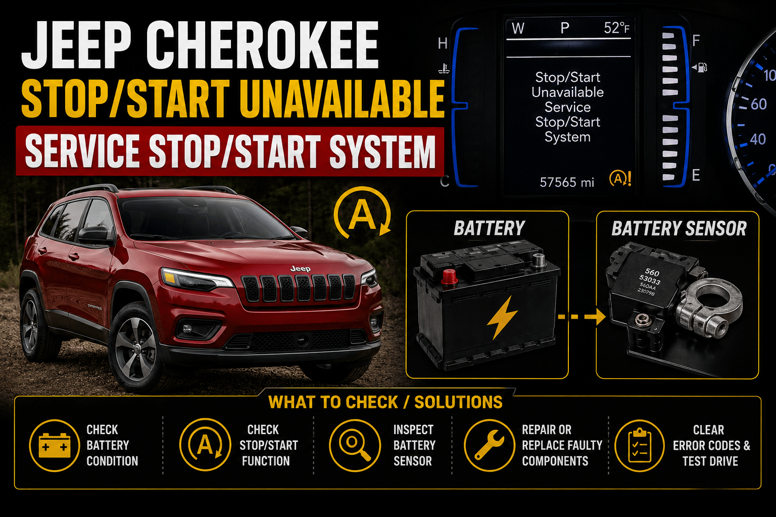 Stop/Start Unavailable Service Stop/Start System Jeep Cherokee